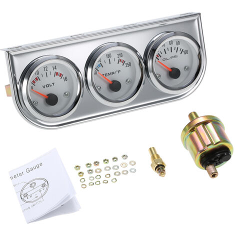 52mm 3 en 1, Jauge de voiture Température de l'eau + Pression d'huile + Instrument combiné de tension pour modification auto (1/5)