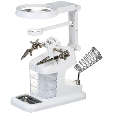 Loupe de soudage multifonctionnelle 3X/4,5X/25X Loupe de bureau à lumière LED Port USB Support de soudage Outil de réparation Loupe,Blanc (1/5)