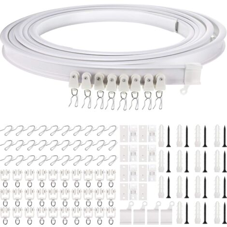 Ensemble de rails à rideaux pour plafond de maison, 5 m, montage par le haut, tringle de fenêtre pliable, convient aux rideaux à courbes droites, décoration d'intérieur (1/5)