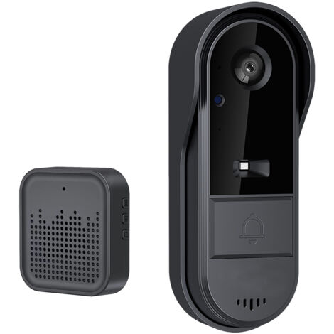 Sonnette vidéo sans fil avec carillon sans fil, audio bidirectionnel, contrôle par application Tuya, visualisation nocturne, WiFi 2,4 GHz uniquement, carte TF/stockage dans le cloud, sonnette de port (1/5)