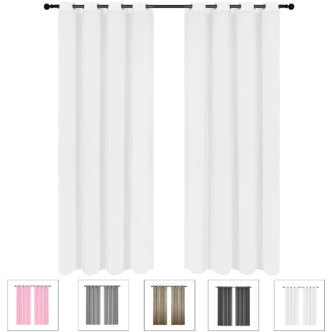 Lot de 2 rideaux de couleur unie 225 x 140 cm en fibre de polyester avec œillets filtrant la lumière et texture décontractée pour chambre à coucher et salon (1/5)