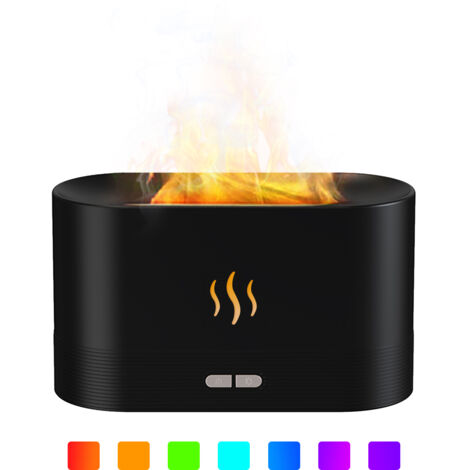 Humidificateur à brume de simulation flamme avec veilleuse 7 couleurs, diffuseur d'huiles essentielles d'aromathérapie,humidificateur USB silencieux et frais pour la maison, le bureau,chambre coucher (1/5)