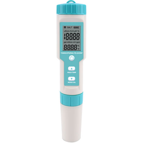 Testeur de qualité de l'eau de poche multi-paramètres 7 en 1 PH/TDS/EC/ORP/SG/Salinité/Température avec électrode remplaçable C-600 PH Meter pour piscines, aquariums d'eau potable