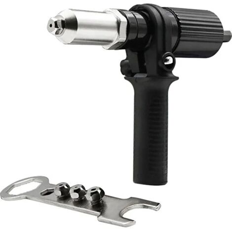 Pistolet à rivets sans fil Kit d'outil de perceuse électrique à rivets Riveteuse Adaptateur Insert Écrou Outil de puissance à main Accessoires (Noir) (1/5)