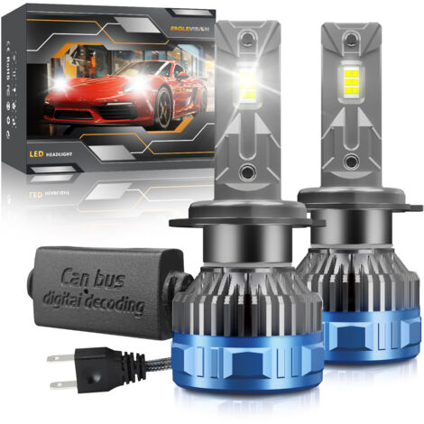 Ampoule de phare LED H7 pour voiture, kit 60 W 60 000 lm 6 000 K, refroidissement 12 000 tr/min, étanche super brillante, lot de 2 (1/5)