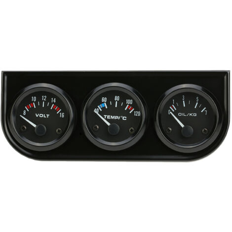 Kit de jauge électronique triple 52 mm, jauge de température d'eau de pression d'huile, voltmètre 3 en 1 pour voiture et moto (1/5)