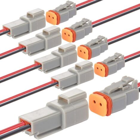 Connecteur de câble à 2 broches, 20 cm (7,9 pouces), 16 AWG, étanche, à déconnexion rapide, pour voitures, camions, motos, bateaux et autres applications de câblage. (1/5)