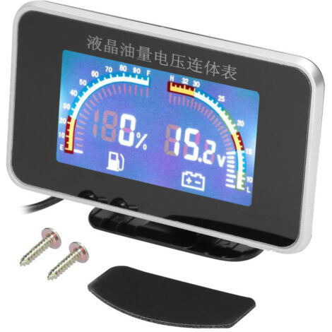 Jauge de niveau de carburant numérique 2-en-1 avec écran LCD et voltmètre, instrument universel 9-36 V pour voiture, camion, SUV et camping-car (1/5)