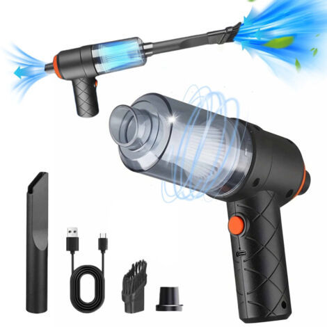 Aspirateur de voiture portable 15 W à aspiration puissante, petit aspirateur de voiture, mini aspirateur anti-poussière avec port USB et chiffon de nettoyage inclus. (1/5)