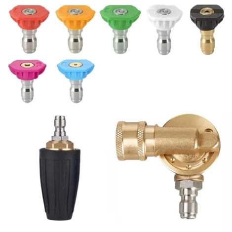 Nettoyeur haute pression 4000 PSI, buse turbo rotative, buse à raccord rapide, buse union 1/4" 7 couleurs, buse à noyau céramique réglable 7 vitesses (1/5)