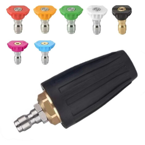 Nettoyeur haute pression 4000 PSI, buse turbo rotative, buse à raccord rapide, buse union 1/4" 7 couleurs, buse à noyau céramique et enveloppe en cuivre (1/5)