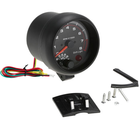 Compte-tours à aiguilles 3,75'' pour automobile, rétroéclairage noir et blanc, 0-8000 tr/min, 92 mm (1/5)