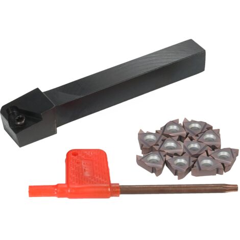 Kit d'outils de tournage et de filetage pour tour CNC : 10 plaquettes carbure VP15TF 16ER AG60 + porte-plaquette SER1212H16 + clé T15 (1/5)
