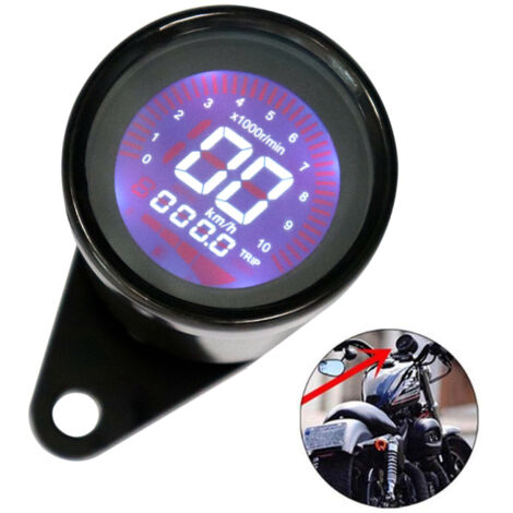 Compteur de vitesse/compte-tours numérique universel 12 V pour moto, affichage LCD (7 couleurs), plage de vitesse 0-10 000 tr/min, 0-199 km/h.