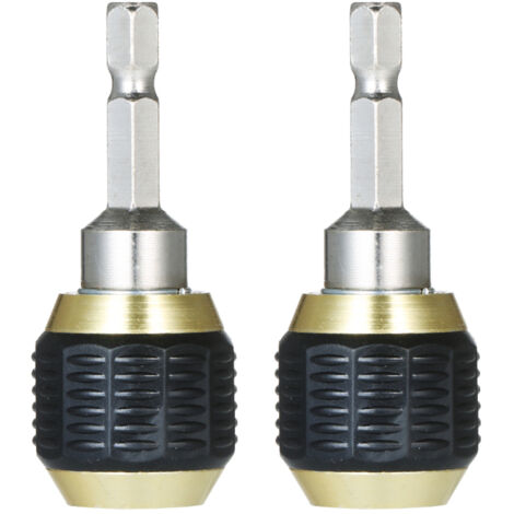 Porte-embout de vissage électrique à verrouillage automatique avec tige hexagonale 1/4" et système de changement rapide de 60 mm. Outil idéal pour visser et écrous. Jeu de 2 embouts de vissage et tour (1/5)
