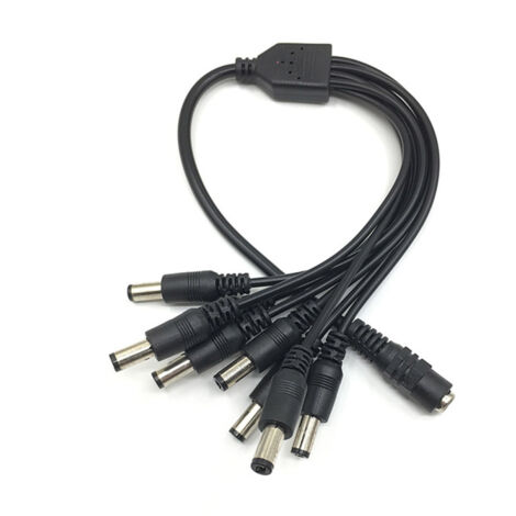 Câble répartiteur en Y 12 V CC, 1 femelle, 8 mâles, connecteurs 5,5 x 2,1 mm, rallonge pour caméra de vidéosurveillance, appareils électroménagers et LED (1/5)