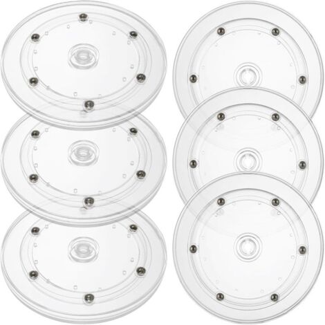 6 6-inch transparent acrylic rotating discs with steel ball bearings round turntables (suitable for decorating, tabletops, seasonings, kitchen corner cabinets) (1/5)