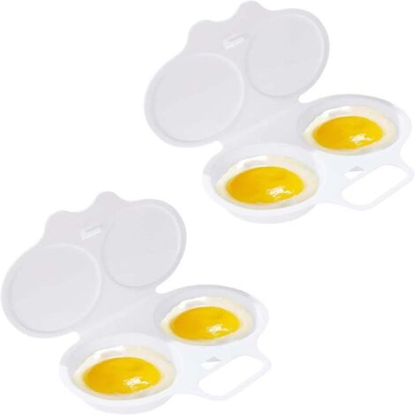 Cuiseur à œufs micro-ondes 2 compartiments – Réutilisable, antiadhésif, avec couvercle blanc (1/5)