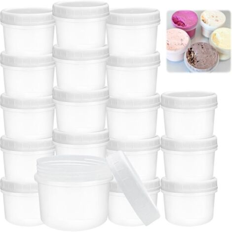 20PCS 160ml sealed plastic food cans with lid can be reused BPA-free suitable for yogurt sauce snacks, meal preparation and travel White
