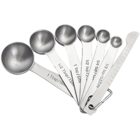 6PCS Measuring Spoons Set with Measuring Ruler for Dry and Liquid Ingredients Cooking Baking Utensils Stainless Steel Heat-Resistant Cookware Set Kitchen Gadgets