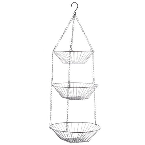 Panier suspendu 3 étages pour fruits – Design élégant en fil métallique, 7,3/9,0/11,2 pouces, gain de place (1/5)