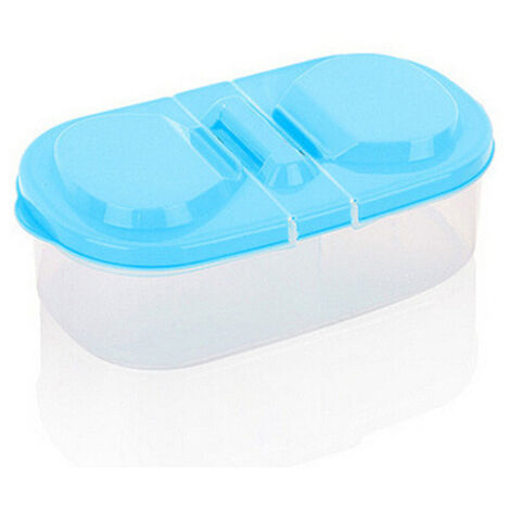 Double-compartment with lid kitchen foodstuffs sealed cans multifunctional kitchen refrigerator plastic storage storage box blue