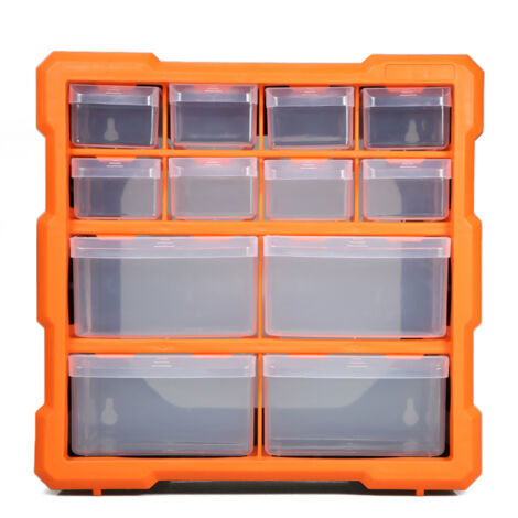 Boîte de rangement à tiroirs pour pièces en plastique, à plusieurs compartiments, avec 12 séparateurs et grilles. (1/5)