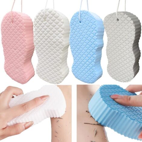 Lot de 4 éponges de bain exfoliantes colorées, brosse de douche 3D, éponges douces pour la douche, élimine les peaux mortes du corps, éponge de douche pour adultes et bébés (1/5)