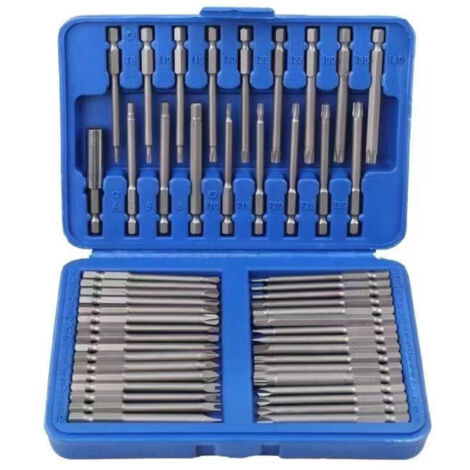 Coffret de 50 embouts de tournevis de sécurité, kit de tournevis magnétique extra long, coffret de rangement pour perceuse, embouts hexagonaux, embouts cruciformes et carrés. (1/5)