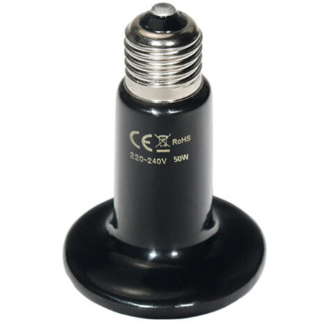 Lampe chauffante infrarouge 50 W pour reptiles, émetteur de chaleur en céramique, pour poulailler, aquarium, serpent, animaux de compagnie. Ampoule infrarouge sans lumière. (1/5)