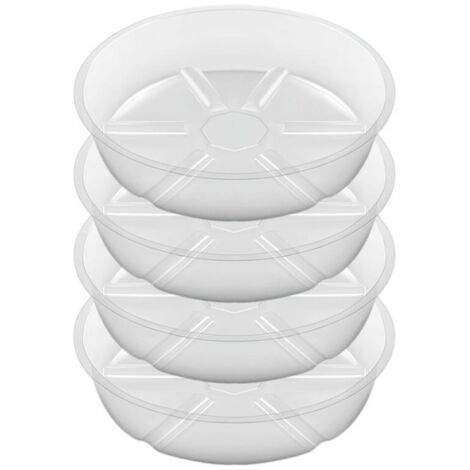 Lot 4 soucoupes rondes transparentes plastique 30cm – Protection table, réutilisables (1/5)