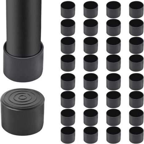 ChairGuard - 32 embouts de pieds en PVC de 3,2 cm (1 1/4 po), protections de pieds rondes antidérapantes pour chaises et tables pliantes, noires, pour planchers de bois franc