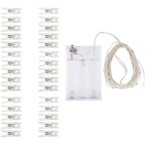 Guirlande lumineuse de 3 m avec 30 LED + 30 pinces transparentes pour décorer une chambre avec des photos. (1/5)