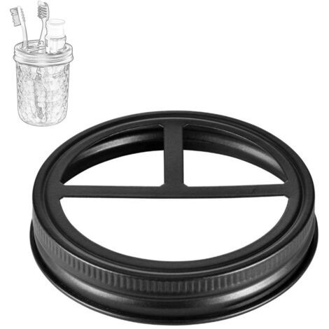 Couvercle de rechange pour bocal Mason de 7,6 cm (3 pouces) avec 3 compartiments, en acier inoxydable, multifonctionnel, pour ranger brosses à dents et stylos. (1/5)