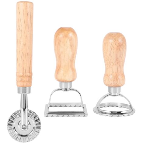 Set de 3 rouleaux à pâtisserie en acier inoxydable – Coupe et scelle les raviolis, pâtes décoratives, lave-vaisselle
