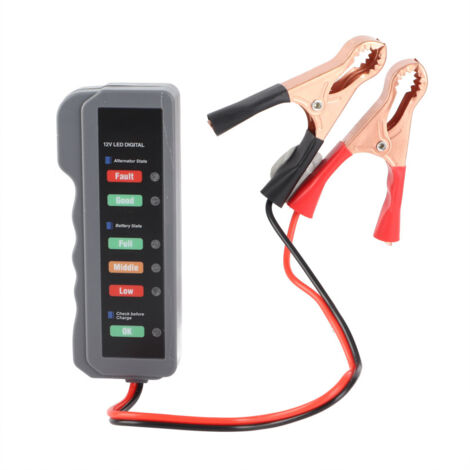 Testeur de batterie automobile 12 V avec affichage à 6 LED et vérification de l'état de l'alternateur - Outil de diagnostic automobile