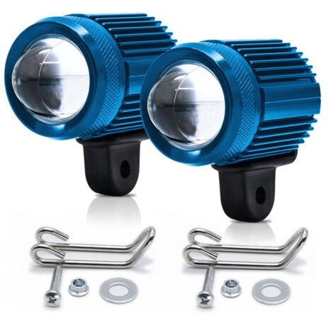 Lot de 2 phares longue portée LED pour moto, feux de route et antibrouillards bicolores (blanc 6000K et jaune 3000K), 30 W, pour moto, voiture, tracteur, camion, quad, SUV et bateau.