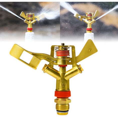 Arroseur à impact 1/2 pouce - Distance réglable, rotation à 360 degrés, en alliage de zinc avec buses, pour l'arrosage du gazon, de la terrasse et du jardin.