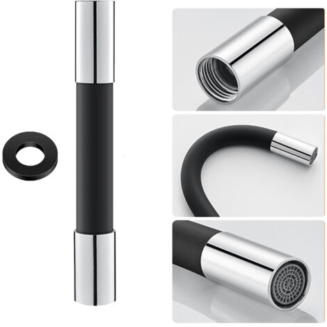 Tuyau d'extension flexible en silicone avec joint étanche et douchette à 360° pour robinet.
