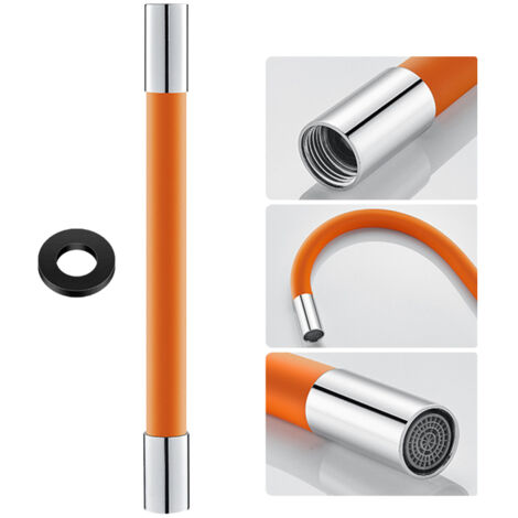 Tuyau d'extension flexible en silicone avec joint étanche et douchette à 360° pour robinet.
