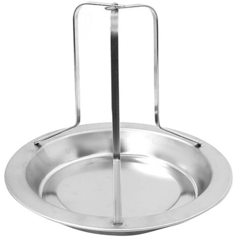 Support vertical pour poulet rôti en acier inoxydable avec bac de récupération des graisses, idéal pour le barbecue et le four. (1/5)