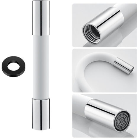Tuyau d'extension flexible en silicone avec joint étanche et douchette à 360° pour robinet.