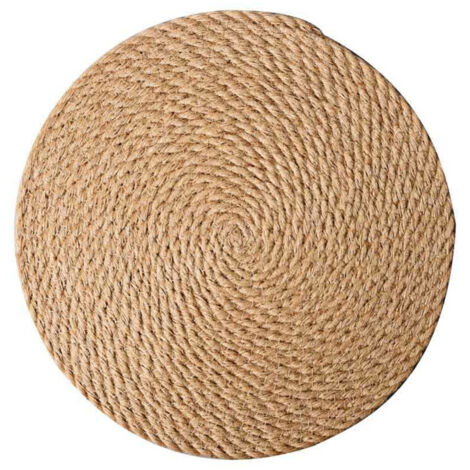 Sets de table tissés ronds de 25 cm (10 pouces) en jute tressé, résistants à la chaleur et antidérapants, pour table à manger, assiettes, casseroles et théières. (1/5)