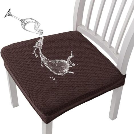 Housse de chaise de salle à manger imperméable Lansheng, housse de chaise de cuisine élastique (marron, 6 pièces) (1/5)