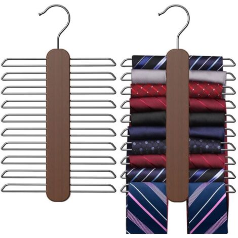 Porte-cravates et organisateur pour placard, capacité de 20 niveaux, en bois avec accessoires rotatifs (1/5)