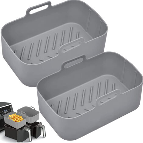 Lot de 2 paniers en silicone réutilisables de qualité alimentaire pour friteuse à air Ninja DZ201 DZ401 Instant Vortex 8 et 10 QT. Compatibles lave-vaisselle. (1/5)
