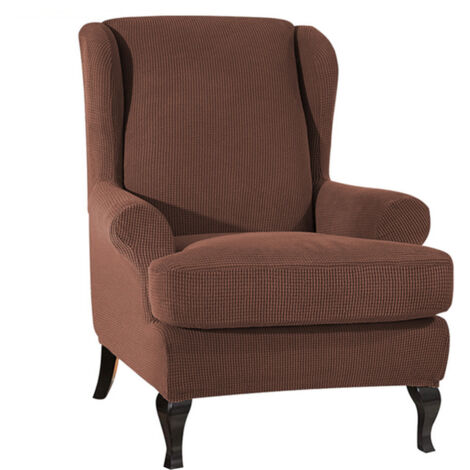 Housse de canapé extensible en tissu élastique pour fauteuil à oreilles, en polyester et élasthanne, protection pour meubles (café foncé) (1/5)