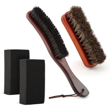 Ensemble de nettoyage de brosses en feutre marron pour chevaux (4 pièces) (éponge de nettoyage incluse) - outil pour enlever les oiseaux des chapeaux de cowboy, fedora en bois et casquette de baseball (1/5)