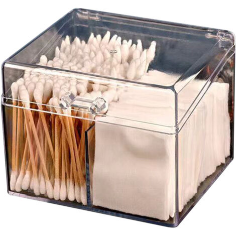 Porte-cotons-tiges de bureau, boîte à soie dentaire, étui en acrylique pour boules de coton, porte-cotonnettes de gaze, organisateur de maquillage en plastique pour rouges à lèvres et éponges à maquil (1/5)