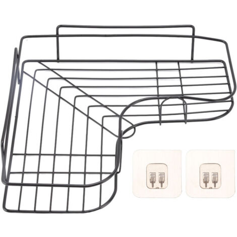 Étagère d'angle avec support en fer, étagère de rangement triangulaire, installation sans perçage pour salle de bain et cuisine (1/5)